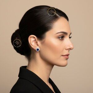 925 Silver Oval Earrings · Sapphire CZ · 1.70 cm · Elegant Feminine Jewelry